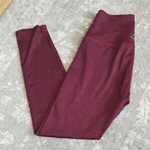 Beyond Yoga Burgundy Striped Leggings